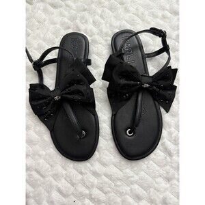 KARL LAGERFELD PARIS Women's Cristi Bow Flat Sandals, Flat Thong Size 8
